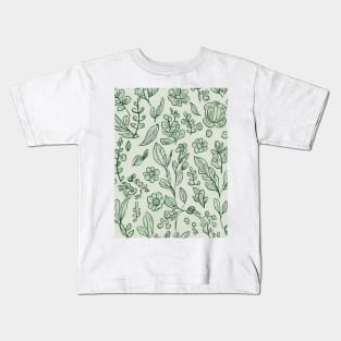 Floral Pattern Hand Drawn Sketch: Sketchy Floral Harmony Kids T-Shirt